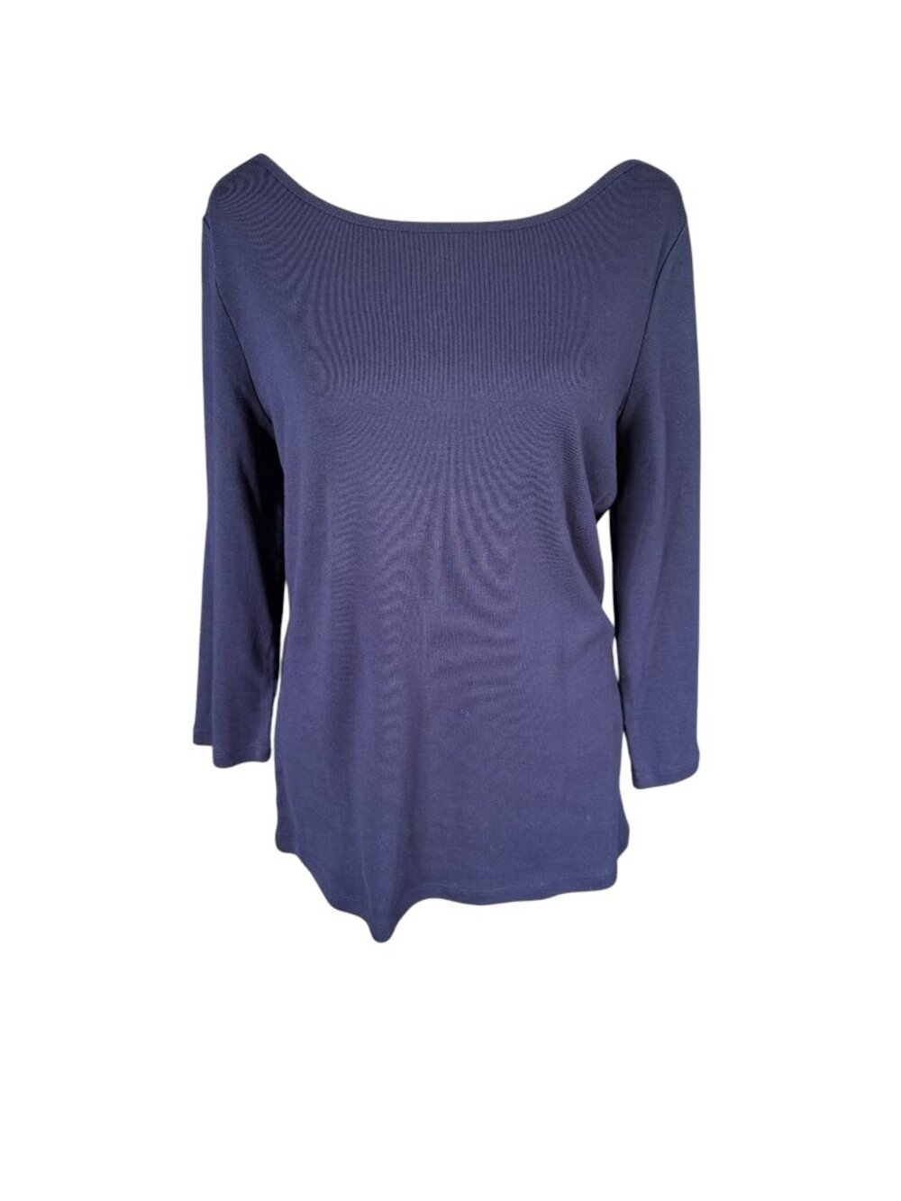 Talbots solid navy blue 3/4 sleeve pullover boat neck stretchy top size medium